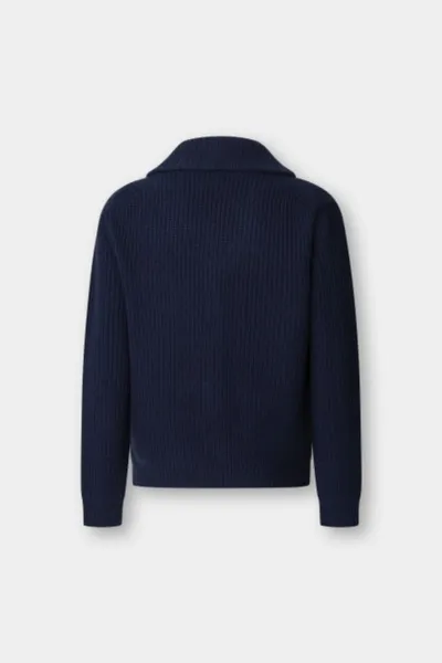 Sveter Hackett London Rib Shawl Cardi Midnight Blue