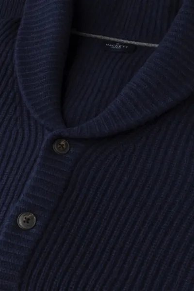 Sveter Hackett London Rib Shawl Cardi Midnight Blue