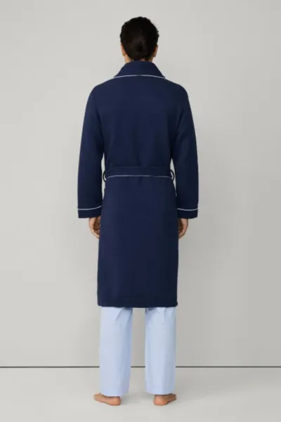 Župan Hackett London Waffle Dressing Gown Ink Blue