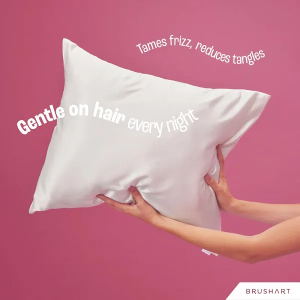 BrushArt Hair Satin pillowcase obliečka na vankúš satén White 50x60 cm