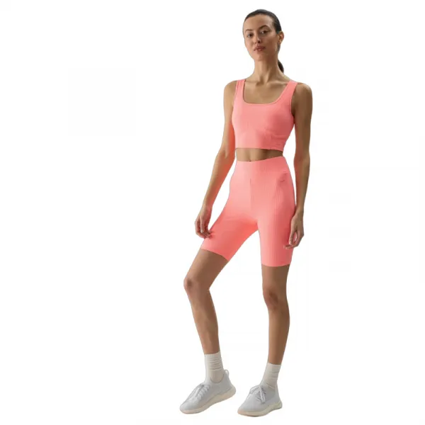 Dámska tréningová športová podprsenka 4F SLEEVELESS-WSS24TSLEF072-63N-CORAL NEON