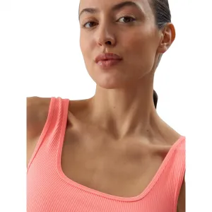 Dámska tréningová športová podprsenka 4F SLEEVELESS-WSS24TSLEF072-63N-CORAL NEON