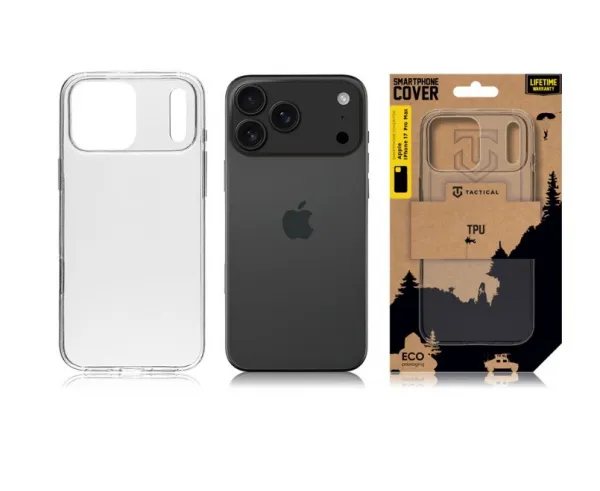 Tactical TPU obal pre iPhone 17 Pro Max, priesvitný