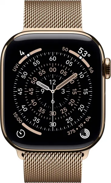 Apple Watch Series 11 GPS + Cellular 42mm Gold Titanium Case with Gold Milanese Loop, MF8Y4WF/A