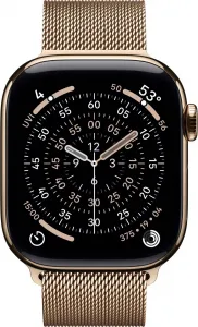 Apple Watch Series 11 GPS + Cellular 42mm Gold Titanium Case with Gold Milanese Loop, MF8Y4WF/A