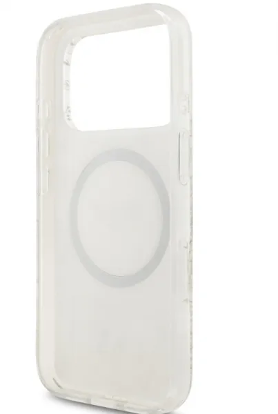 Guess Flowers Allover Strap Kryt s MagSafe pre iPhone 17 Pro,  Biely