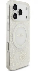 Guess Flowers Allover Strap Kryt s MagSafe pre iPhone 17 Pro,  Biely