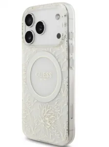 Guess Flowers Allover Strap Kryt s MagSafe pre iPhone 17 Pro,  Biely
