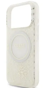 Guess Flowers Allover Strap Kryt s MagSafe pre iPhone 17 Pro,  Biely