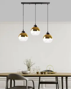 Závesná lampa Contessa čierna 3x40 E27 zlaté tienidlo