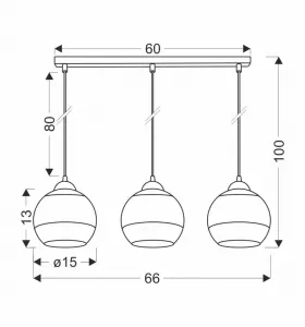 Závesná lampa Contessa čierna 3x40 E27 zlaté tienidlo