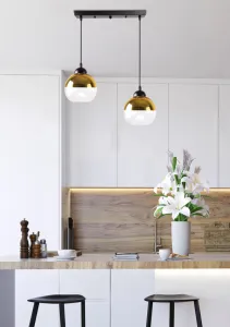 Závesná lampa Contessa čierna 2X40 E27 zlaté tienidlo