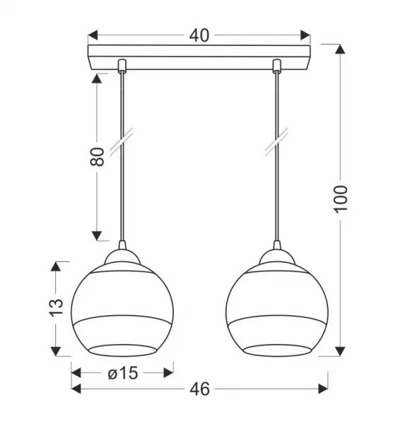 Závesná lampa Contessa čierna 2X40 E27 zlaté tienidlo