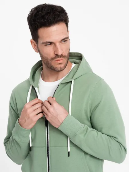 Pánska mikina s kapucňou na zips- zelená
