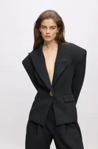 Bunda s prímesou vlny Karl Lagerfeld Karl Lagerfeld Studio čierna farba, oversize, jednofarebná, A4W14065