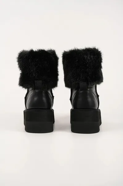 Snehule Karl Lagerfeld Skylar Signia Kollar Mid Boot Black Lthr & Textile