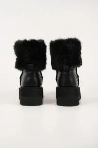 Snehule Karl Lagerfeld Skylar Signia Kollar Mid Boot Black Lthr & Textile