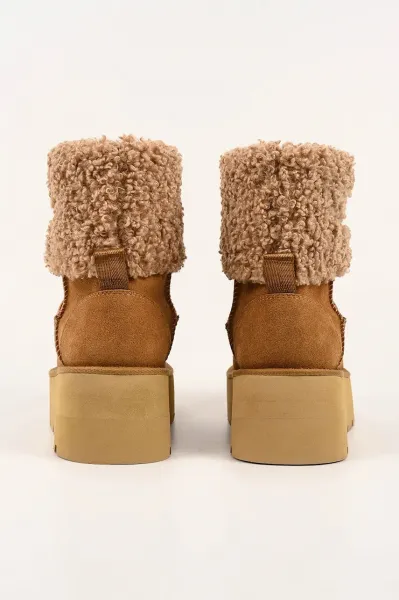 Snehule Karl Lagerfeld Skylar Signia Kollar Mid Boot Toffee Suede