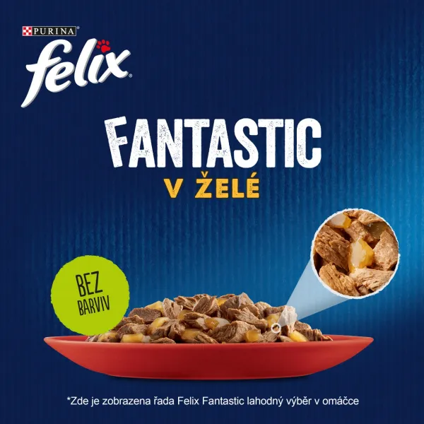 Felix Fantastic kapsičky pre mačky kura, hovädzie, králik, jahňacie v želé 24×85 g