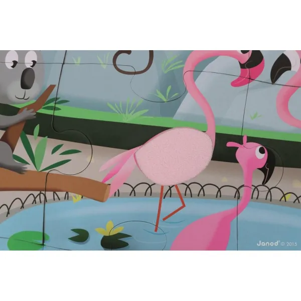 Puzzle dotykové Deň v zoologickej záhrade - s textúrou 20 dielov