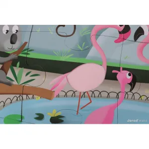 Puzzle dotykové Deň v zoologickej záhrade - s textúrou 20 dielov
