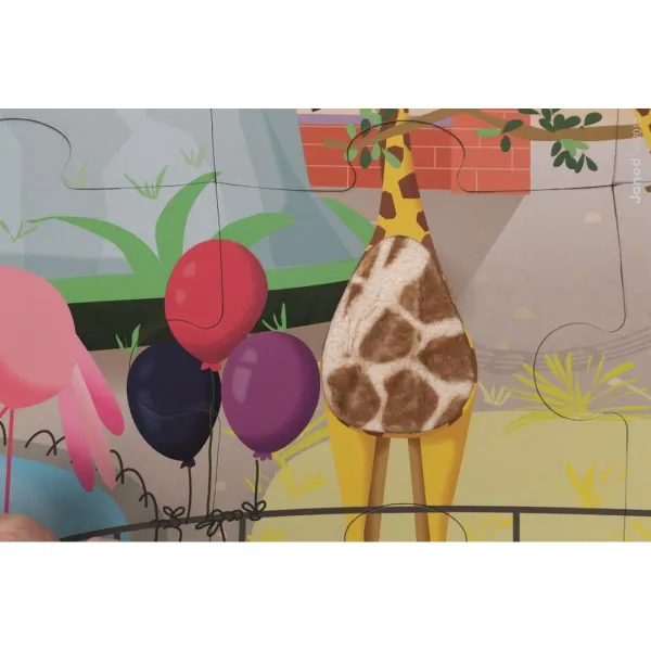 Puzzle dotykové Deň v zoologickej záhrade - s textúrou 20 dielov