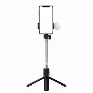 MG Telescopic Bluetooth selfie tyč s LED svetlom 1m, čierna