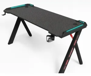 JAKS Herný stôl s RGB osvetlením čierny 140 cm BG03
