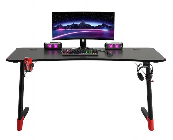 JAKS Herný stôl s RGB osvetlením čierny 140 cm BG01