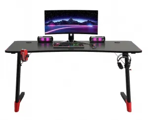 JAKS Herný stôl s RGB osvetlením čierny 140 cm BG01