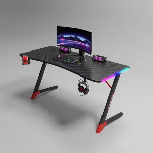 JAKS Herný stôl s RGB osvetlením čierny 140 cm BG01