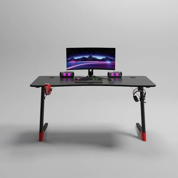 JAKS Herný stôl s RGB osvetlením čierny 140 cm BG01
