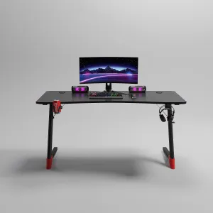 JAKS Herný stôl s RGB osvetlením čierny 140 cm BG01