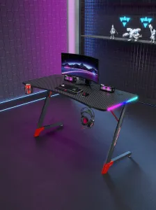 JAKS Herný stôl s RGB osvetlením čierny 140 cm BG01