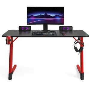 JAKS Herný stôl s RGB osvetlením červený 140 cm BG01