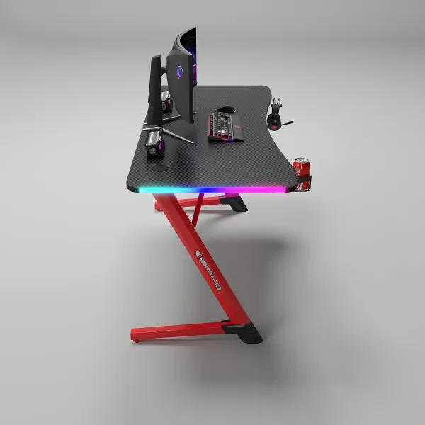 JAKS Herný stôl s RGB osvetlením červený 140 cm BG01
