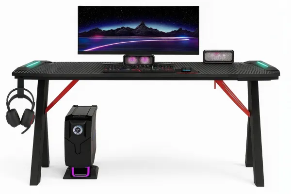JAKS Herný stôl s RGB osvetlením čierny 140 cm BG03