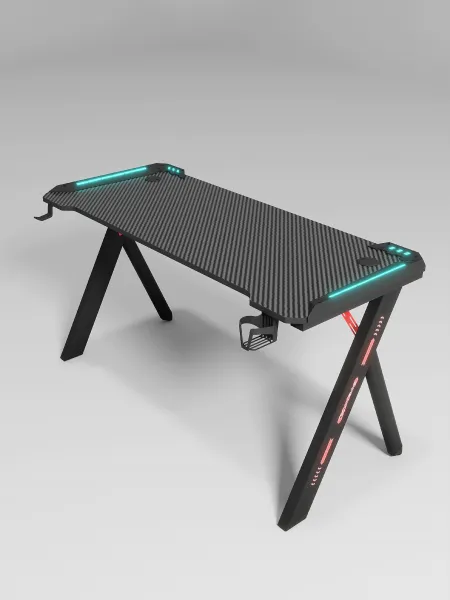 JAKS Herný stôl s RGB osvetlením čierny 140 cm BG03