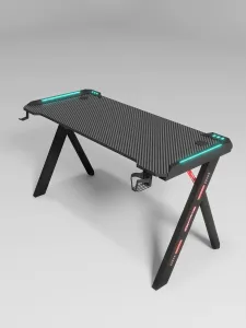 JAKS Herný stôl s RGB osvetlením čierny 140 cm BG03