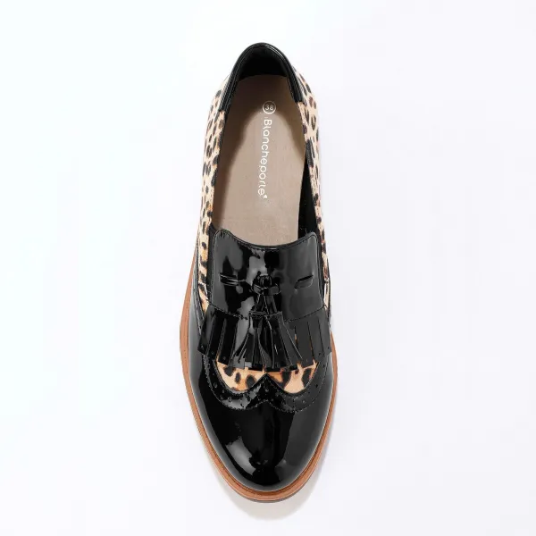 Slippers na kline, so strapcami, leopardí vzor