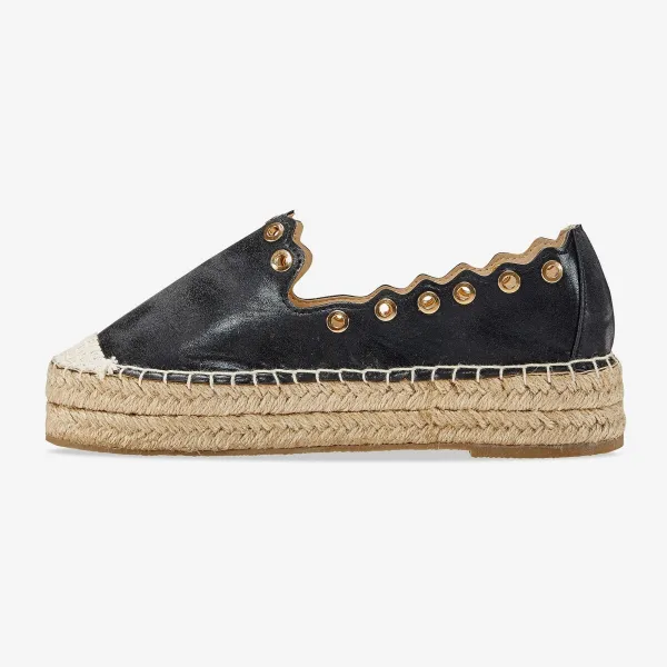Espadrilky na platforme, s kovovými očkami