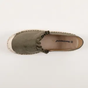 Espadrilky s volánikmi, vzhľad semišu