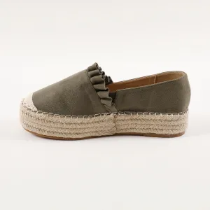 Espadrilky s volánikmi, vzhľad semišu