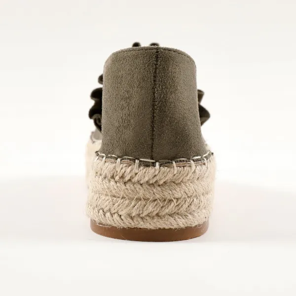 Espadrilky s volánikmi, vzhľad semišu