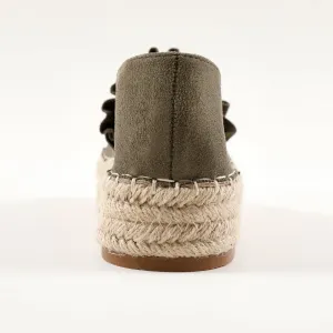 Espadrilky s volánikmi, vzhľad semišu
