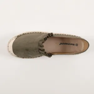 Espadrilky s volánikmi, vzhľad semišu