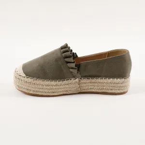 Espadrilky s volánikmi, vzhľad semišu