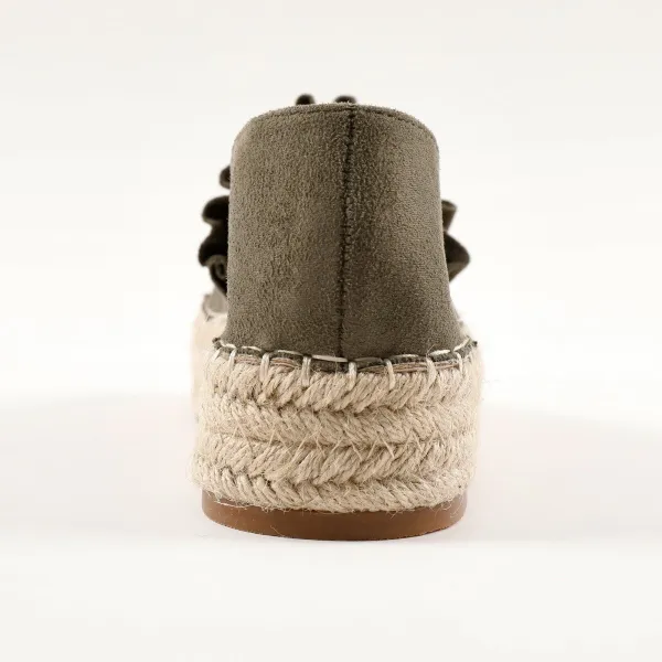 Espadrilky s volánikmi, vzhľad semišu