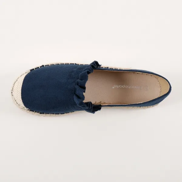 Espadrilky s volánikmi, vzhľad semišu