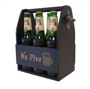 Drevený stojan na pivo s otváračom 23,5 × 30 × 15,5 cm